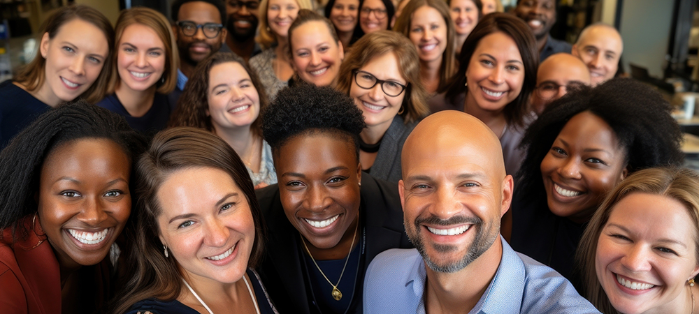 Happy diverse group of employees