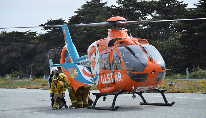 MPC Fire students work with emergency flight crew during training