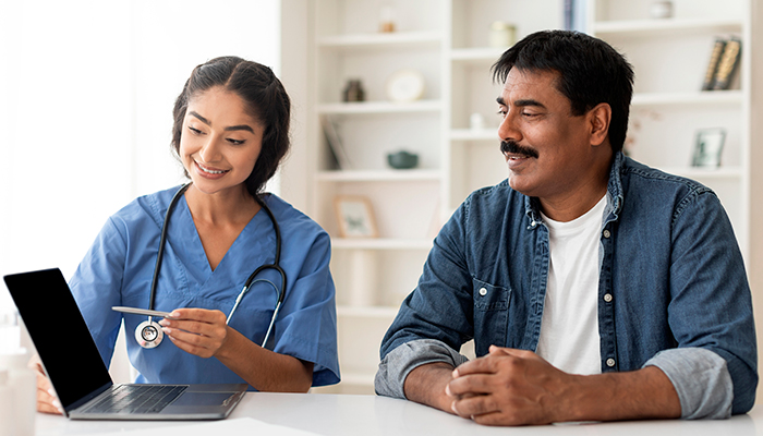 Medical professional explains test results to patient