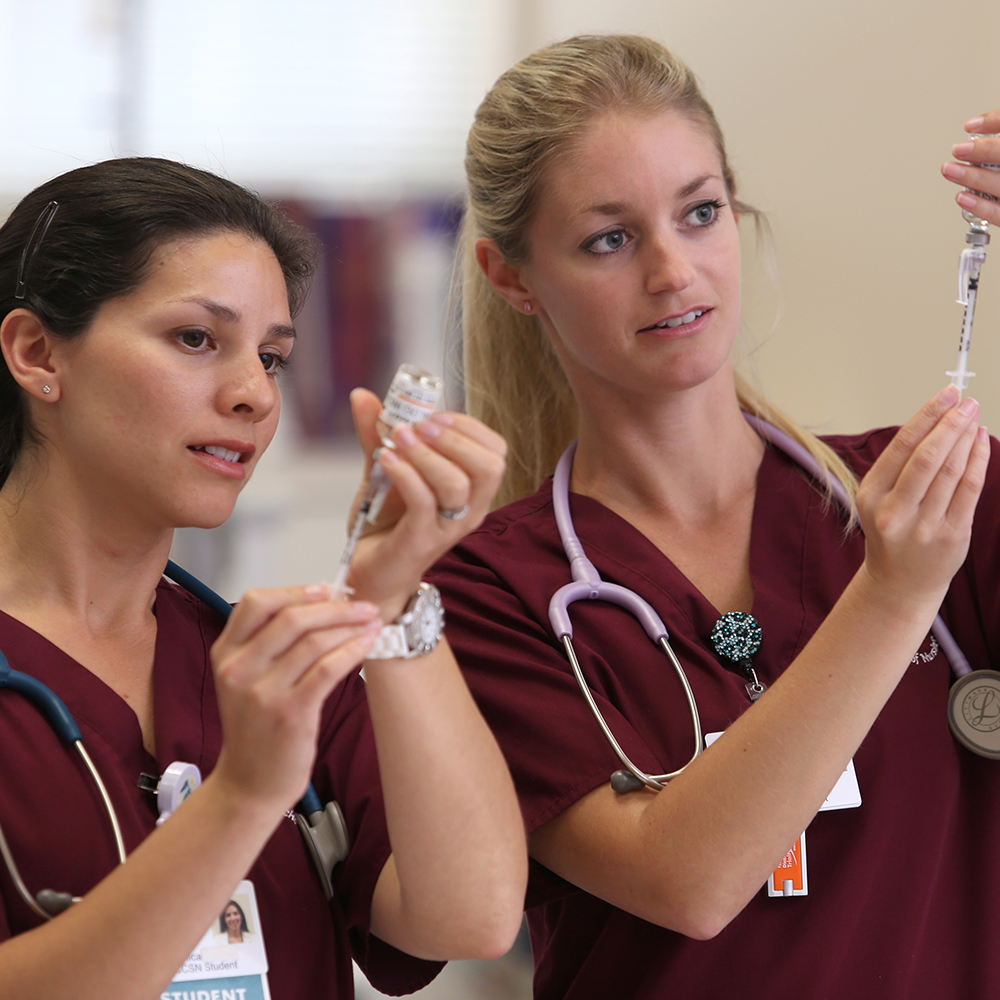 MPC Nursing students practice their skills in the sim lab.