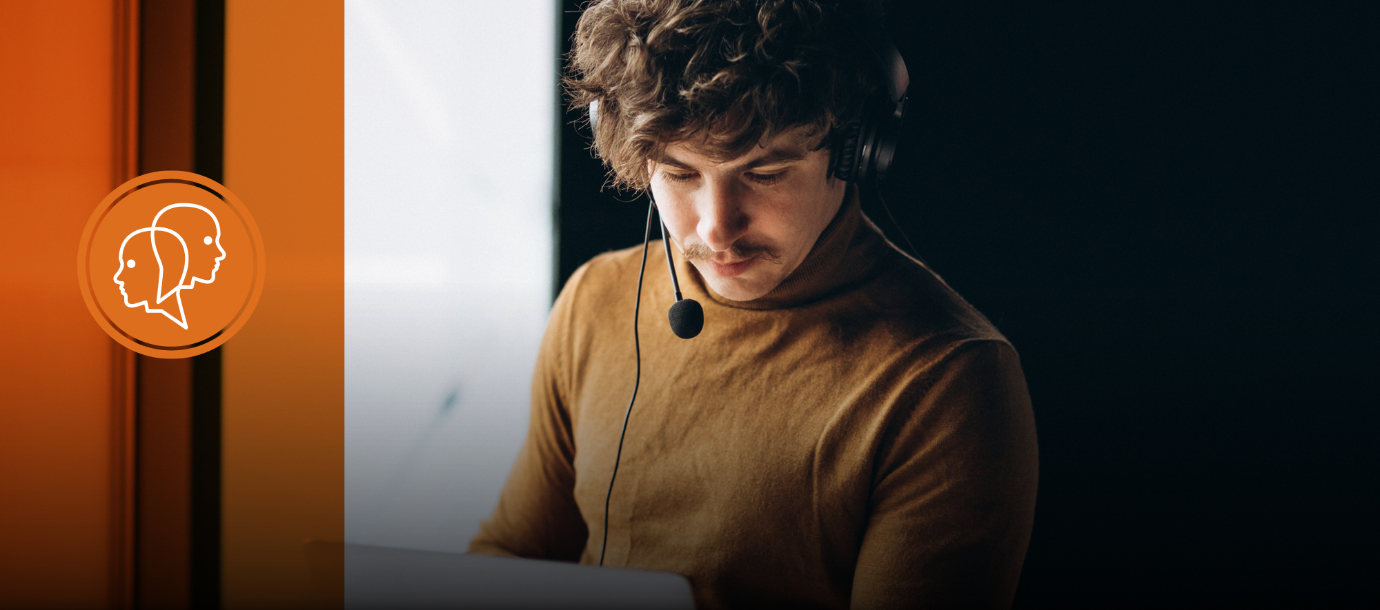 Translation professional working on a computer