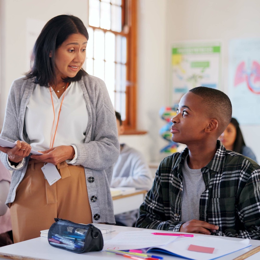 Secondary School Teacher with Students in Class