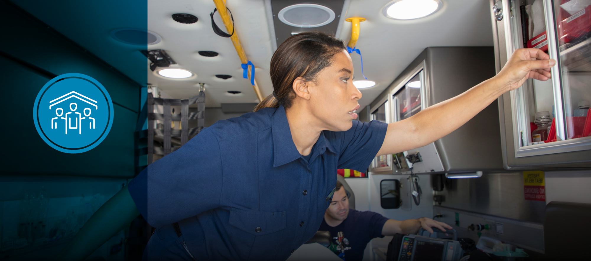 Paramedic working in an ambulance