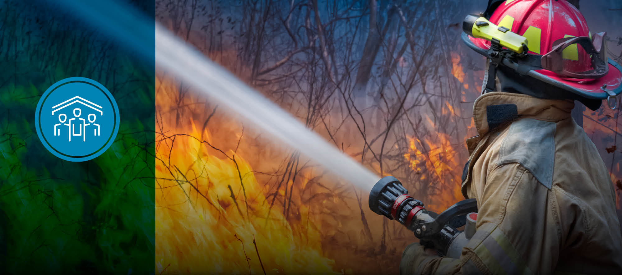 Firefighter putting out a wildfire