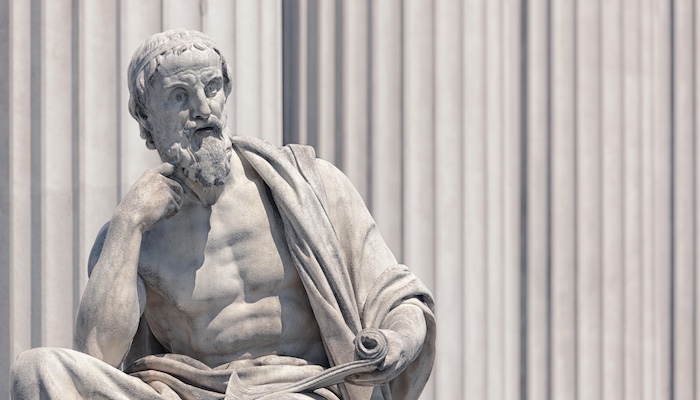 Marble Statue of Philosopher Holding Scroll