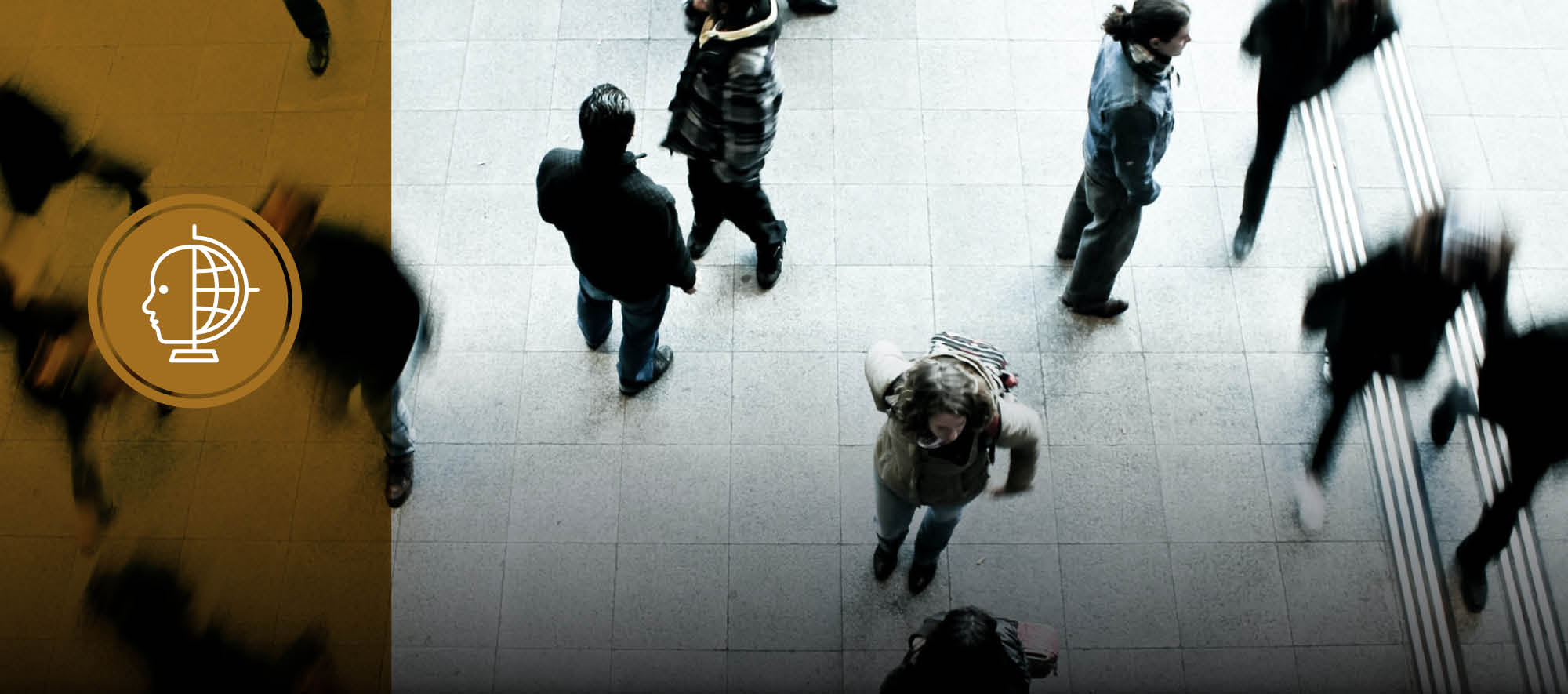 top down view of humans at a transit station