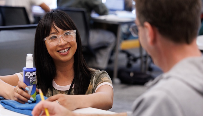 math learning center tutors talking with each other