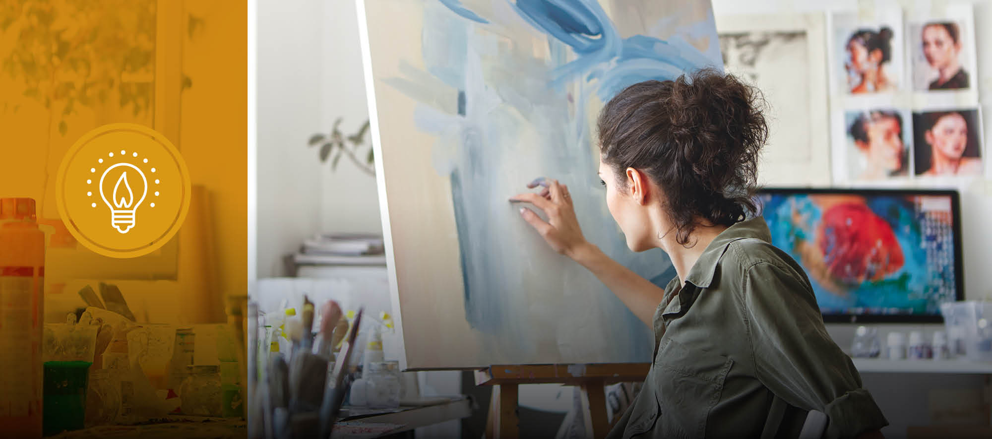 woman painting in an art studio