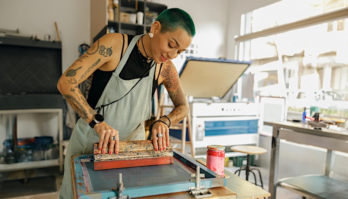 Person Printmaking in Studio