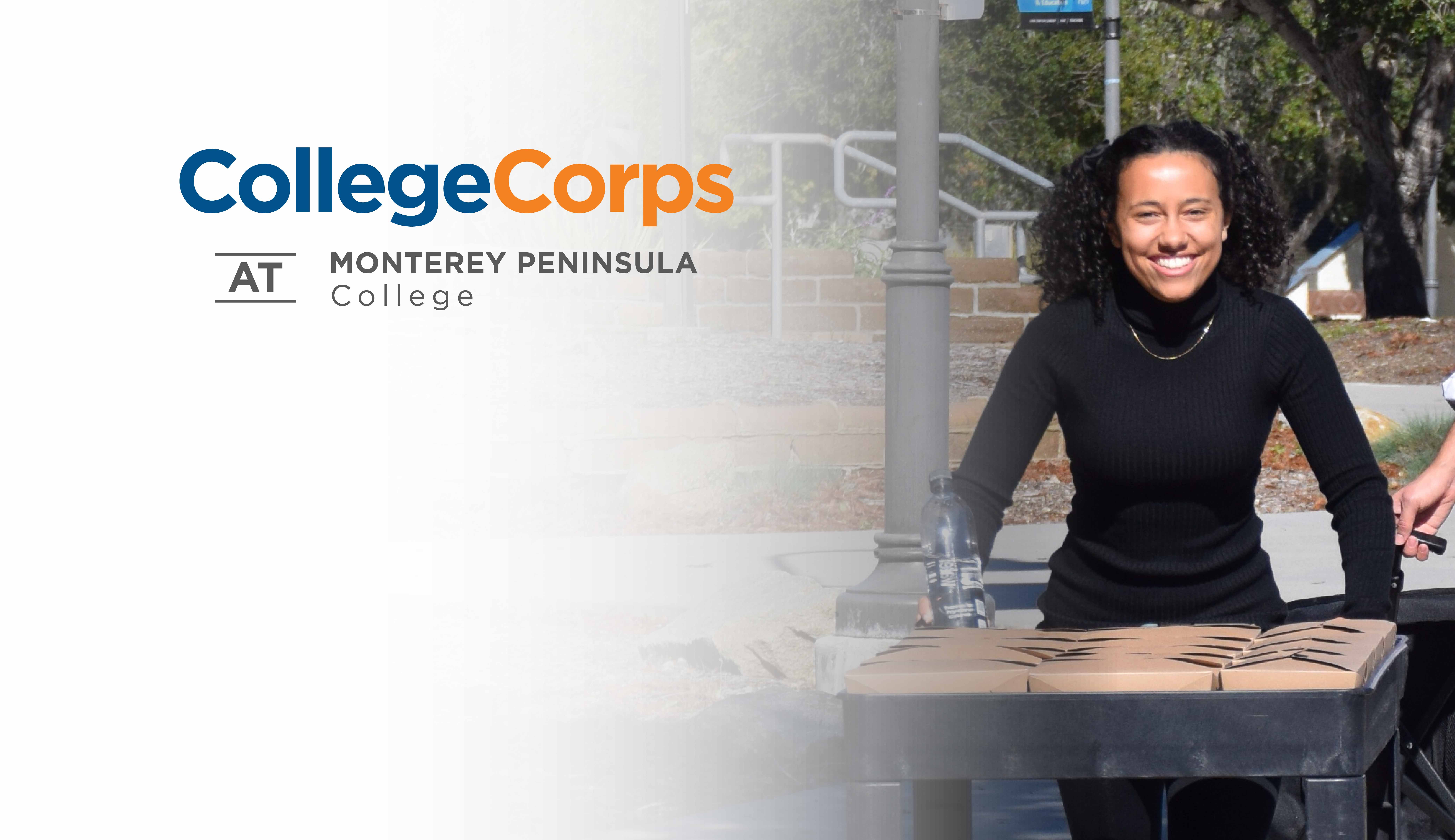 mpc student pushing cart on campus