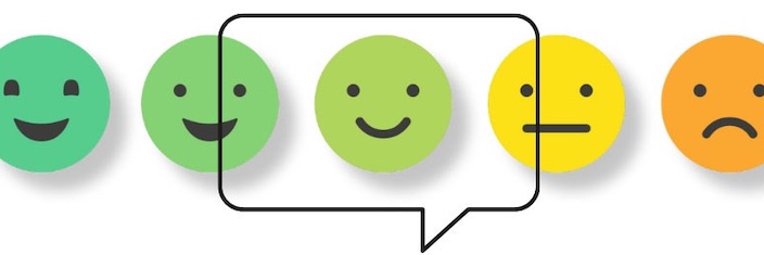 Cartoon Faces Lined Up from Happy to Sad