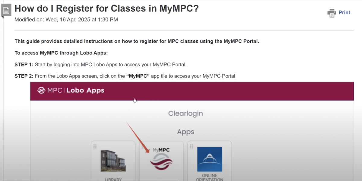 Registering for Classes on MyMPC