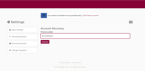 Enrolling in Account Recovery Window