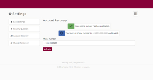 Validated Account Recovery Window